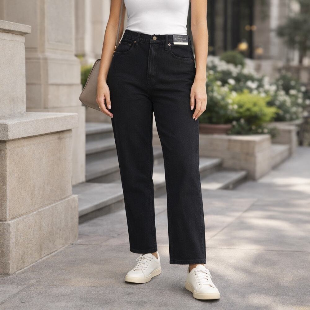 Abercrombie & Fitch 90s Straight Ultra High Rise Jeans Black 32 14R NWT